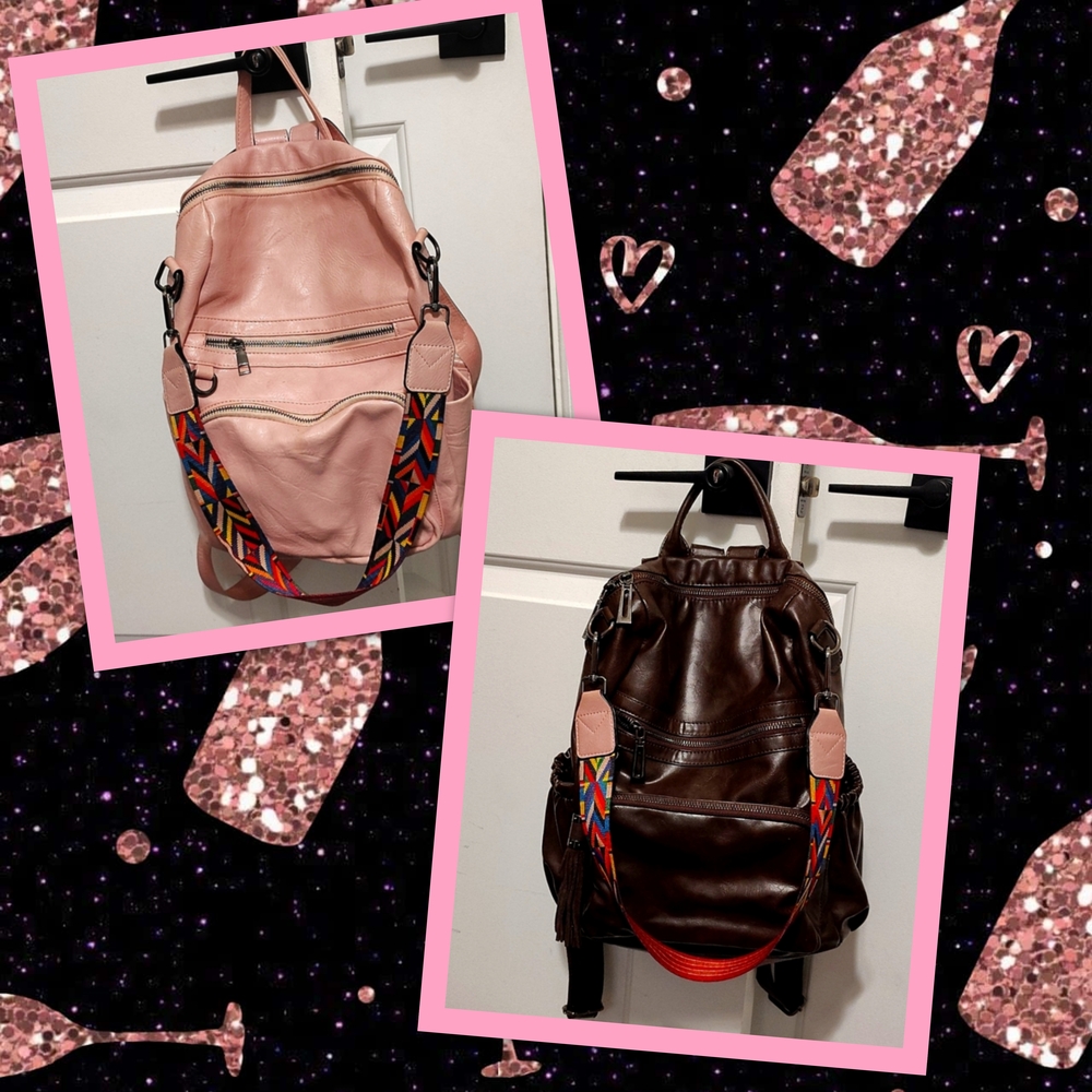Stylish Pink and Brown Women's Backpack